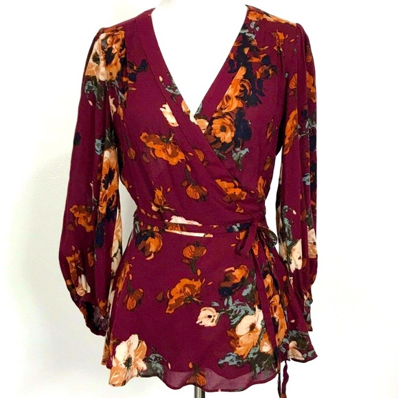 HD in Paris | Anthro Ruby Floral Gail Surplice Wrap Blouse - Picture 3 of 12